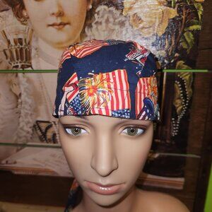 Betty Boop Scrub Cap with Ties & American Print Doo Rag